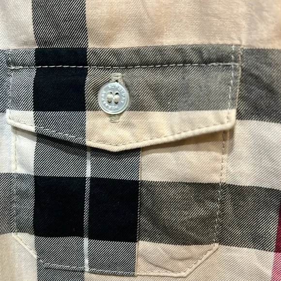 Authentic Burberry Check long sleeve button down shirt size 2Y - Picture 3 of 7
